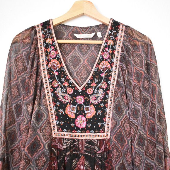 Soft Surroundings Mosaic Boho Embroidered & Beaded Blouse - Picture 10 of 12